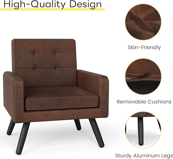 Kromax Mid-Century Modern Accent Chair Set of 2 for Living Room, 496 Lb. Weight Capacity, Dual Armrests, Comfy Extra Large Seat, Timeless Style Perfect for Reading & Relaxing, Bronze-Ruum Studio Home