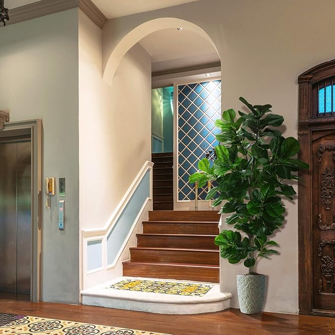 6ft Artificial Fiddle Leaf Fig Tree (72in) with Plastic Nursery Pot Faux Tree, Ficus Lyrata Fake Plant for Office House Farmhouse Living Room Home Decor (Indoor/Outdoor)-Ruum Studio Home