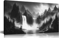 Mountain Wall Pictures for Living Room Decor - Black and White Wall Art Bedroom - Waterfall Canvas Wall Art for Office Size 20" x 40"-Ruum Studio Home