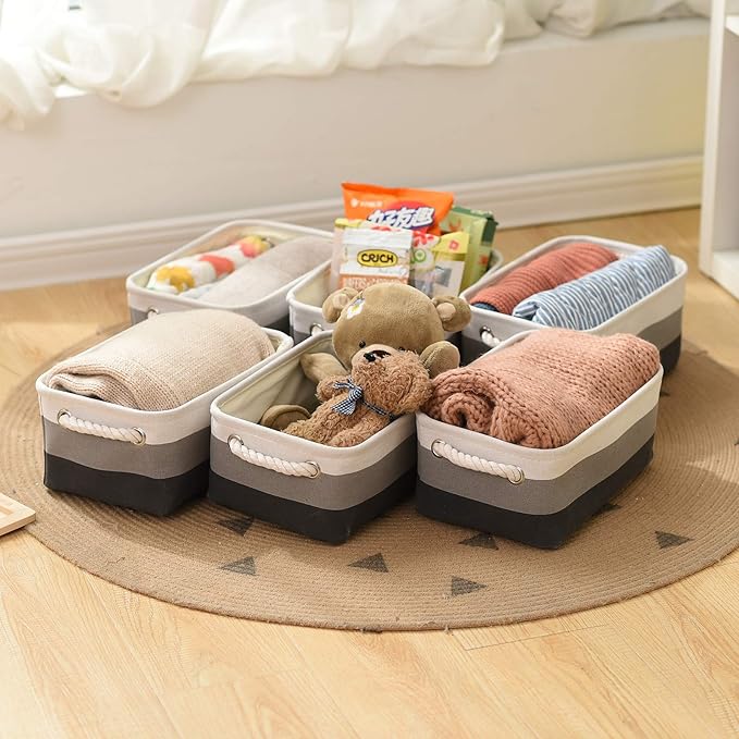Small Storage Baskets for Shelves,Fabric Storage Baskets for Closet,Rectangular Collapsible Baskets for organizing Clothes,Books,Gifts-Ruum Studio Home