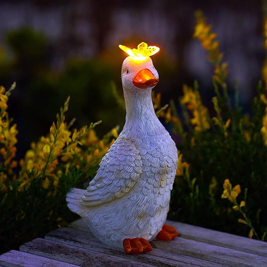 Goodeco Porch Goose Statue with Butterfly - Outdoor Garden Goose Decor for Yard, Unique Gifts for Mom & Garden Lovers (Off White)-Ruum Studio Home