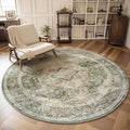 AMOAMI-6FT Round Rug-Rugs for Living Room-Vintage Soft Olive Green Rugs for Bedroom-Non Slip Circle Rug-Machine Washable Rug for Dining Room Living Room Bedroom Office Under Table-Ruum Studio Home