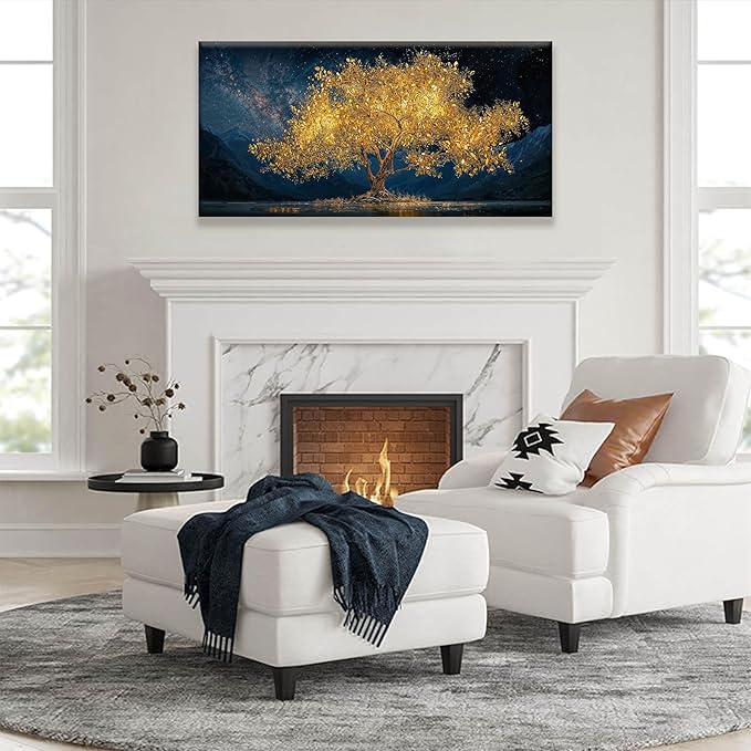 Wall Art For Living Room Gold Tree Of Life Landscape Print Painting Modern Canvas Art Wall Decor Prints Abstract Wall Decor Picture For Bedroom Apartment Office Wall Artwork Can Be Hung 24"X48"-Ruum Studio Home