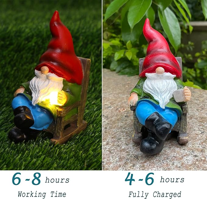Solar Gnomes Decor Outside Mini Gnome Figurines Outdoor Solar Porch Patio Garden Miniatures Gnomes Decor Gift for Women Grandma Mother's Day Birthday-Ruum Studio Home