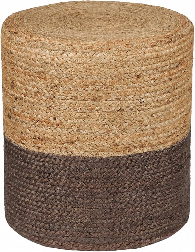 REDEARTH · Cylindrical Pouf Foot Stool Ottoman - Jute Braided Pouffe Poof Accent Sitting Footrest for The Living Room, Bedroom, Nursery, Patio, Lounge - Set of 2 (14.5”x14.5”x16”; Natural Acorn)-Ruum Studio Home