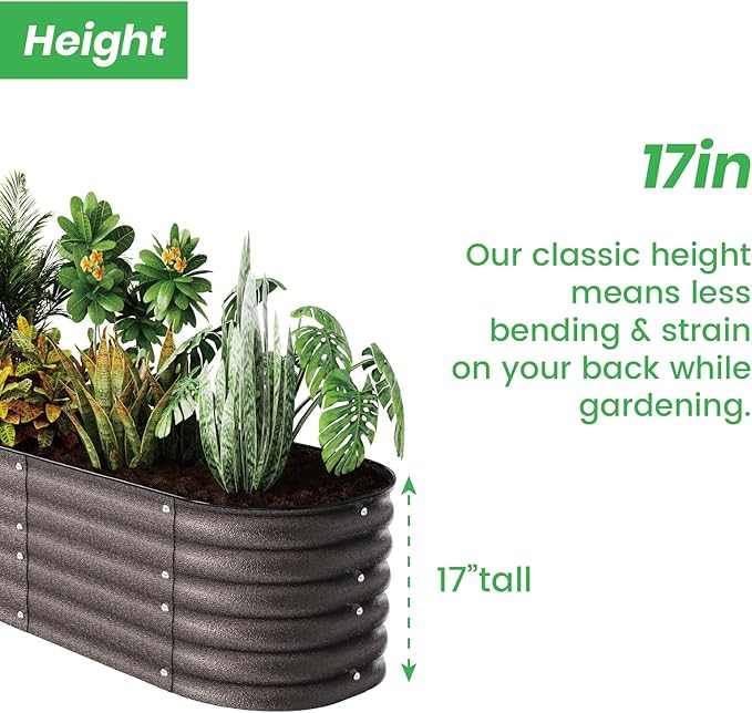 Raised Garden Bed Kit 8×2×1.4 FT Magnesium-Aluminum-Zinc Stainless Steel Metal Planter Box for Planting Outdoor Plants Vegetables (Crackle Gold)-Ruum Studio Home