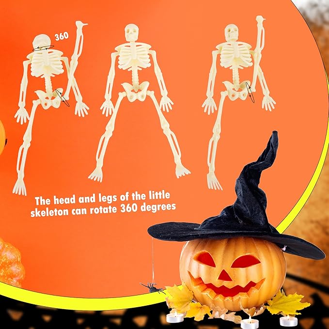 30 Pcs Halloween Mini Skeleton Figurine Decoration 6" Full Body Small Posable Skeletons Plastic Bones with Movable Joints Skeleton Figure for Halloween Garden Graveyard Haunted House Party Decor-Ruum Studio Home