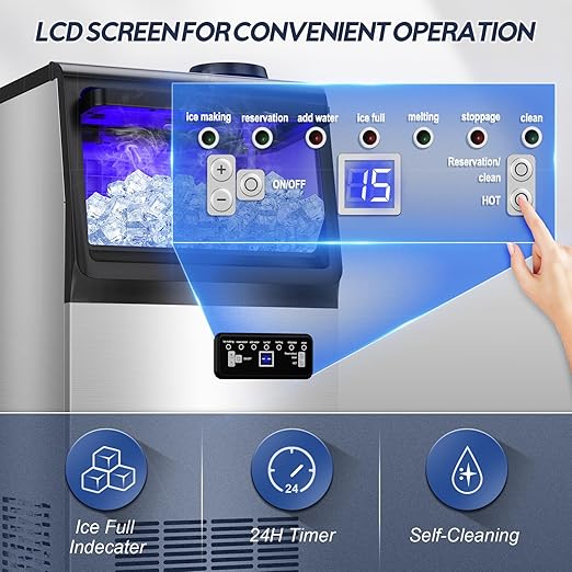 Commercial Ice Maker Machine, 110LBS/24H with 35=0LBS Storage Bin, 15" Wide Built-in Undercounter/Freestanding Ice Maker Machine for Home Bar Outdoor, 40PCS Ice Cubes Ice Machine, Self Cleaning-Ruum Studio Home