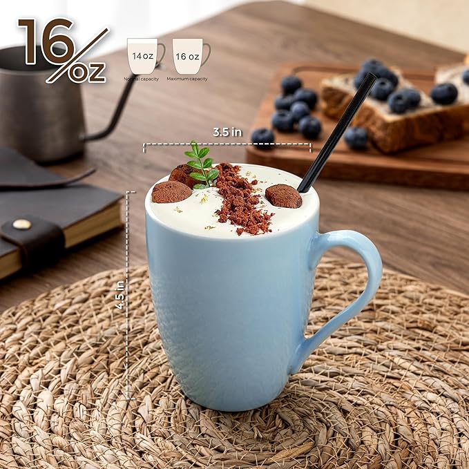 GBHOME 16oz Coffee Mugs Set of 6, Large Ceramic Coffee Mugs for Man, Woman, Dad, Mom, Modern Coffee Mugs Set with handle for Tea/Latte/Cappuccino/Milk/Cocoa. Dishwasher&Microwave Safe,MultiColor-Ruum Studio Home