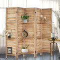 Room Divider with Shelves, Privacy Screen, Room Dividers and Folding Privacy Screens, 5 Panel Wood Temporary Wall Partition Separation Separator, Natural-Ruum Studio Home