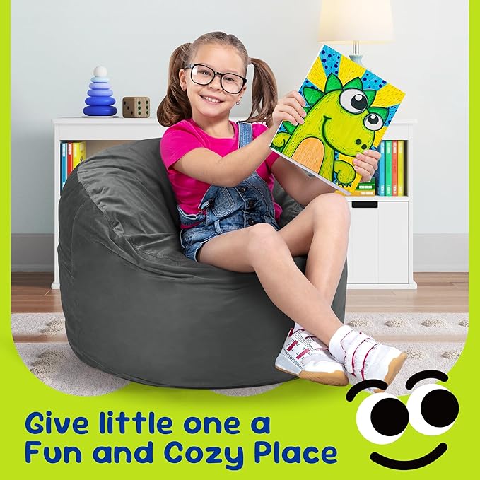 Hobestluk Bean Bag Chairs 2.5FT Bean Bag Chair with Memory Foam Filled & Machine Washable Cover,Beanbag Chair, Small Bean Bag Chairs for Playroom, Living Room, Bedroom-Ruum Studio Home