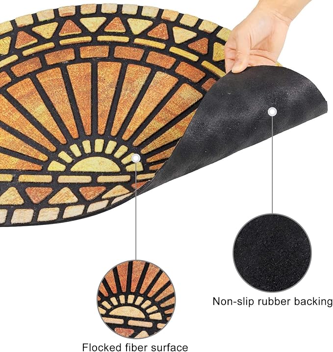 CHICHIC Welcome Door Mat 18 x 30 Inch Front Doormat Outdoors for Home Entrance Outdoors Mat for Outside Entry Way Doormat Entry Rugs, Heavy Duty Non Slip Rubber Back Low Profile, Semicircle-Ruum Studio Home