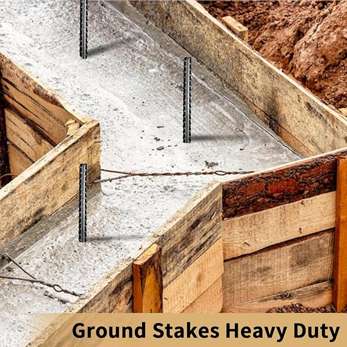 16 inches Rebar Stakes 18-Pack Heavy Duty Ground Stakes Rebar Spikes Garden Stakes Metal Steel Stake for Concrete and Timber Straight Black-Ruum Studio Home