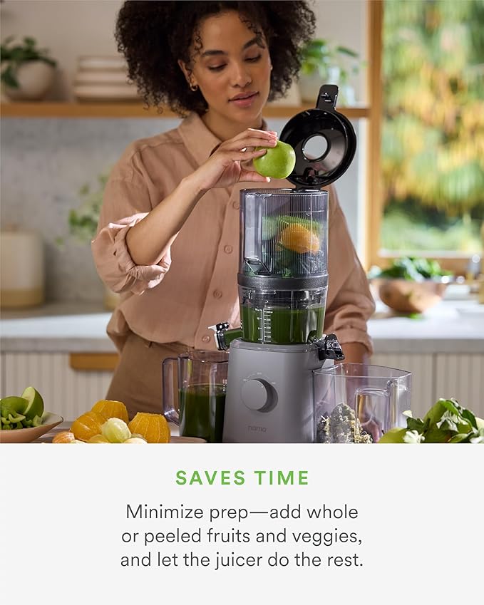 Nama J2 Cold Press Juicer – Self Feeding for Hands-Free Operation with Wide Mouth Hopper for Whole Recipe Loading, Zero Waste Masticating Juicer For More Juice, Less Pulp – Easy Cleanup & Assembly-Ruum Studio Home