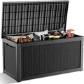 268 Gallon Outdoor Deck Box,Storage Lockable Waterproof Patio Furniture,Garden Tools,Cushions,Pool Accessories Outside Storage Resin Box(Black)-Ruum Studio Home