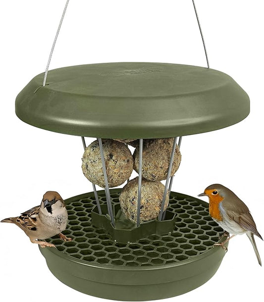 SWISSINNO No Mess Bird Feeder Lucerne Smart Birds for Fat Balls - Feed Birds, not mice & Rats! Robust & Reliable for Hanging - Green-Ruum Studio Home