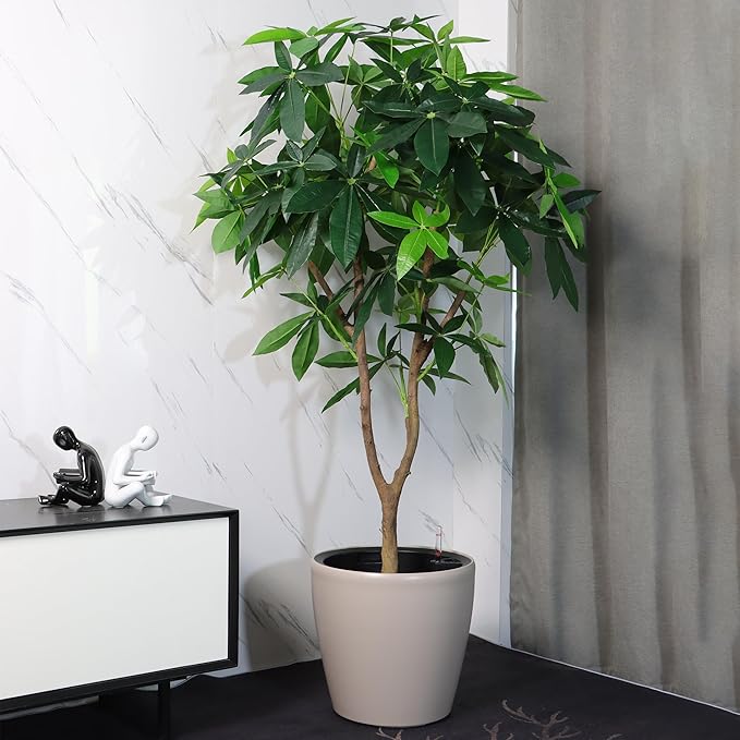 Dexceder 13x12 Self Watering Planter with Wheels Indoor Outdoor, Inner Pot Design, Thickened Large Floor Standing Flower Plant Pot with Water Level Indicator (Taupe Matte)-Ruum Studio Home