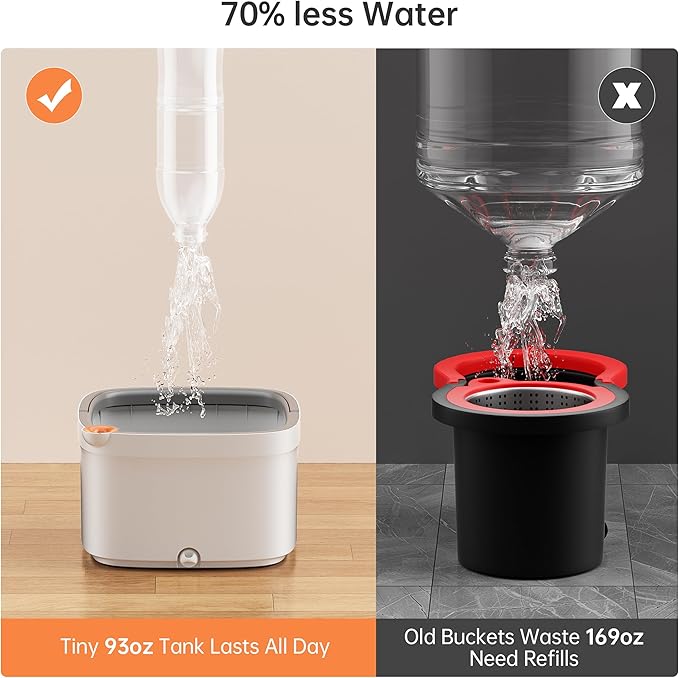 KZKR Spin Mop and Bucket Set with Self Separation Dirty and Clean Water System, Self Wringing 360° Rotating Square Mop Head for Home Floors Cleaning (1.0 Mop and Bucket Set (4 Pads))-Ruum Studio Home