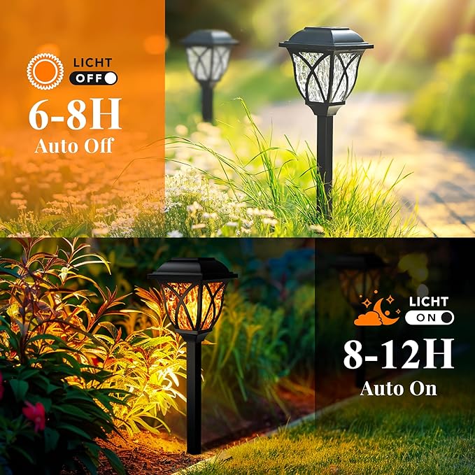 GIGALUMI Solar Lights Outdoor Waterproof, 8 Pack Flickering Flame LED Lights, Garden Decor for Yard, Patio, Landscape, Planter, Walkway-Ruum Studio Home