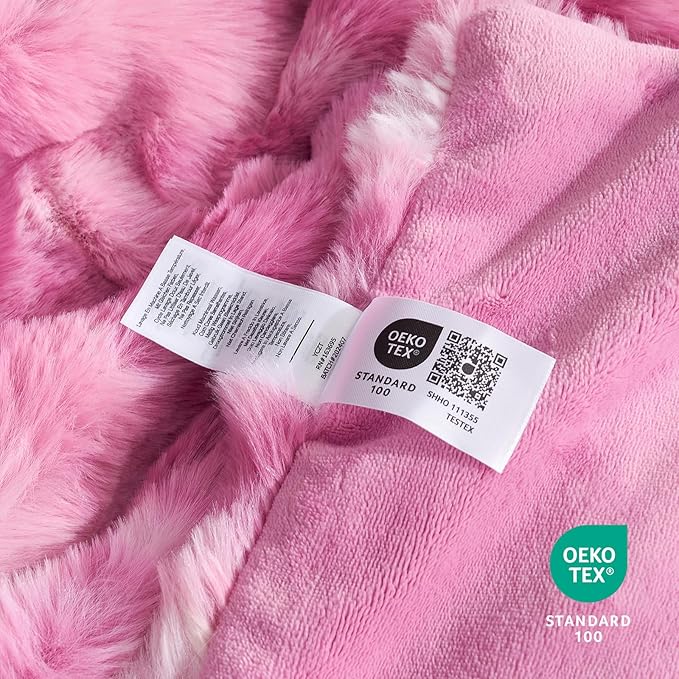 Cozy Bliss Faux Fur Throw Blanket for Couch, Fuzzy Soft Plush Thick Bubble Blanket for Sofa Bedroom Living Room, 60 * 80 Inches Tie Dye Pink-Ruum Studio Home