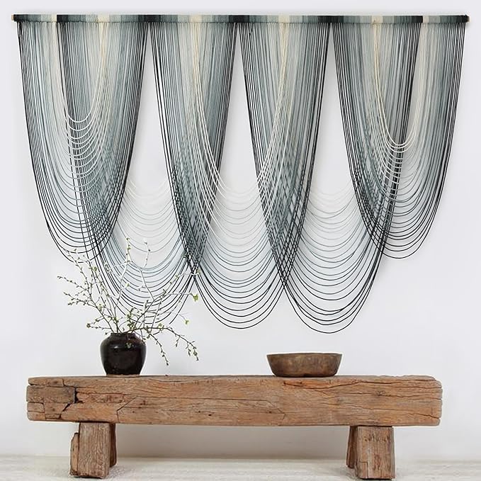 IOWER Large Macrame Wall Hanging Dip-Dyed Macrame Wall Decor Boho Wall Decor Craftsmanship Fiber Art 57" W x 41" L-Ruum Studio Home