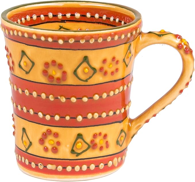 Encantada Handmade Hand-Painted Authentic Mexican Pottery Mugs (1-Pack, Mas Red)-Ruum Studio Home