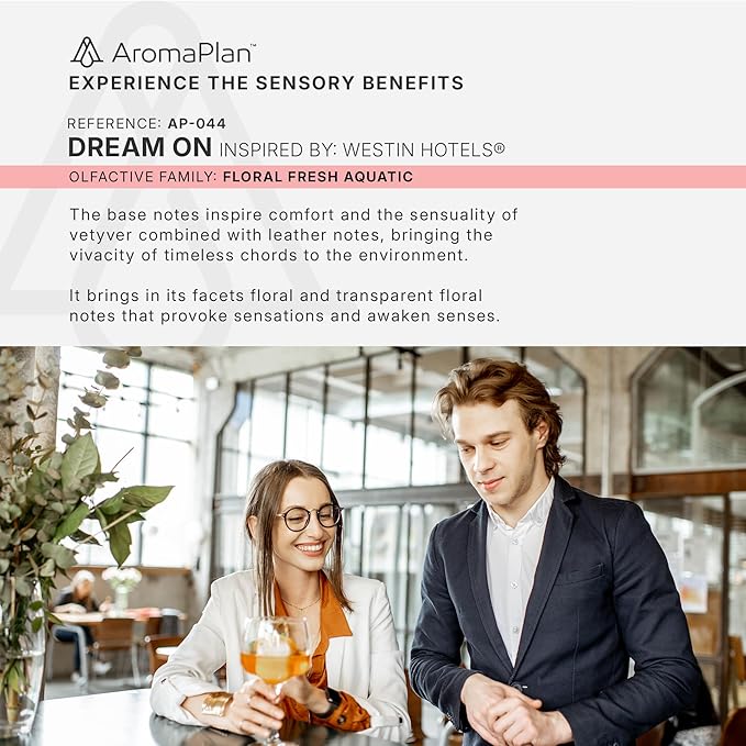 Aromaplan Hotel Scents Dream On 16 Fl Oz (473ml), Home Luxury Aroma & Hotel Diffuser Oil- Hotel Diffuser Oil for Aromatherapy- USA Made, Bigger Bottle, Bolder Aroma & Longer Lasting-Ruum Studio Home
