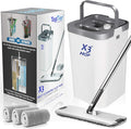 X3 Mop, Separates Dirty and Clean Water, 3-Chamber Design, Flat Mop and Bucket Set, Hands Free Home Floor Cleaning, 3 Reusable Microfiber Mop Pads Included-Ruum Studio Home