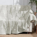 JINCHAN Boho 100% Cotton Muslin Blanket 3-Layer Twin Size Geometric Lightweight Reversible Soft Cozy Throw for Couch Sofa Bed All Season Coverlet Gift Bedroom Living Room Decor Light Grey 60x80 Inches-Ruum Studio Home