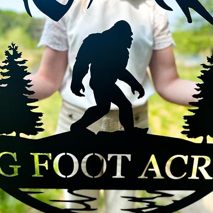 Outdoor Sasquatch Custom Name Metal Sign | Bigfoot Mountain Yard Art Decor | Metal Sasquatch Yeti Sign-Ruum Studio Home