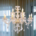 Contemporary Crystal Chandelier 12 Lights Clear Crystal Ceiling Lights for Living Room，E12 Base Double Layered Pendant Light Fixture for Dining Room Staircase, Hallway-Ruum Studio Home
