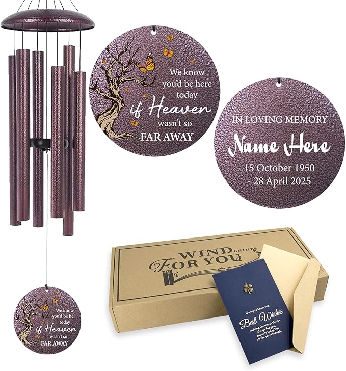 Cardinal Sympathy Wind Chimes Personalized, Windchimes in Memory of a Loved One/Mother, Sympathy Gifts Wind Chimes for Funeral Bereavement Condolences, Memorial Wind Chime-Ruum Studio Home