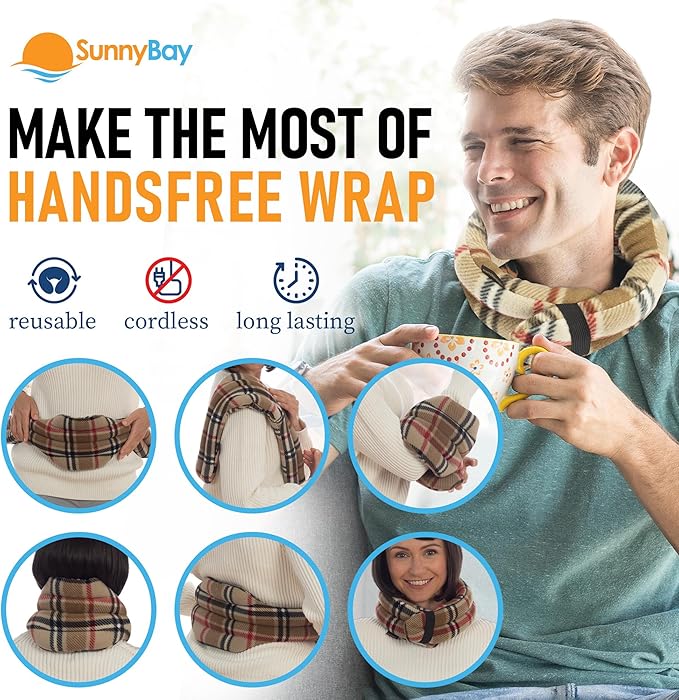 SunnyBay Microwave Heating Pad, Microwavable Heated Neck and Shoulder Wrap, Moist and Weighted Hands-Free Beanbag Pack with Wide Neck Coverage, 2.5 lbs, 26 Inches Long-Length, Made in USA, London-Ruum Studio Home