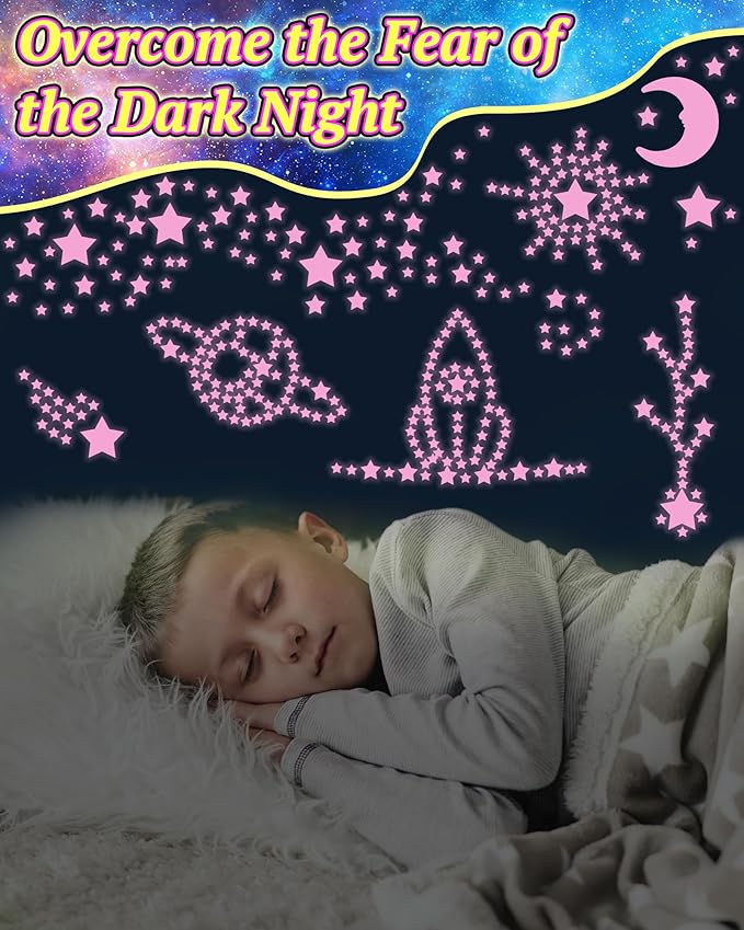201 Pcs Glow in The Dark Stars Stickers for Ceiling, Toddler Stocking Stuffers Wall Room Decor Gifts, Luminous 3D Glowing Stars Easter Basket Stuffers for Kids Boys Girls-Ruum Studio Home