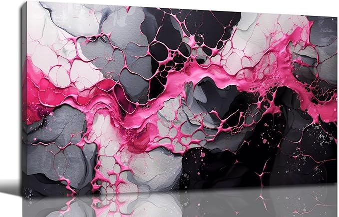 GUGIKA Abstract Wall Art for Living Room, Pink Canvas Wall-Art for Girls Bedroom, Print Paintings, Size 20x40 Inches-Ruum Studio Home