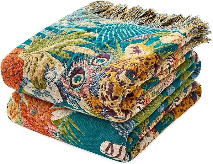 MSGKV Throw Blanket for Couch Bed Cotton Muslin Breathable Leopard Animals Twin Size Blanket 60"x80" for All Seasons Lightweight Farmhouse Blankets-Ruum Studio Home