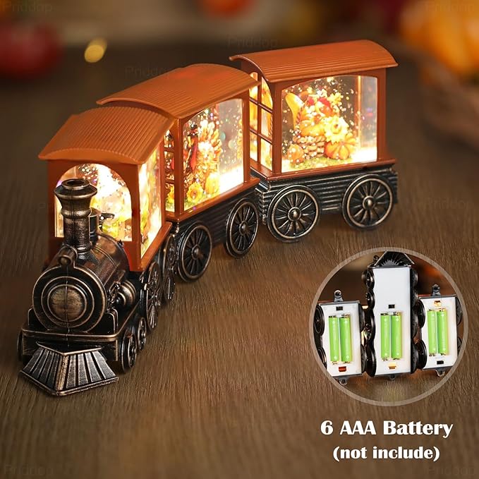 Fall Snow Globe Train Gnome Turkey Pumpkin Classic Relief Texture Battery Powered LED Glitter Fall Decorations for Home Autumn Harvest Thanksgiving Gifts-Ruum Studio Home