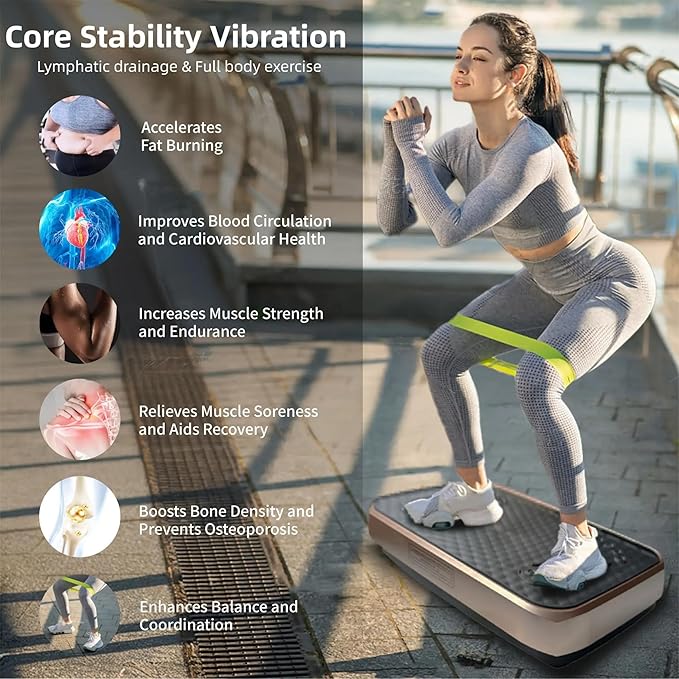 Vibration Plate Fitness Platform Whole Body Exercise Machine with 120 Speed Levels, Lymphatic Drainage, Fat Burning, and Weight Loss, Perfect for Women, Men, and Home Gym Exercise-Ruum Studio Home