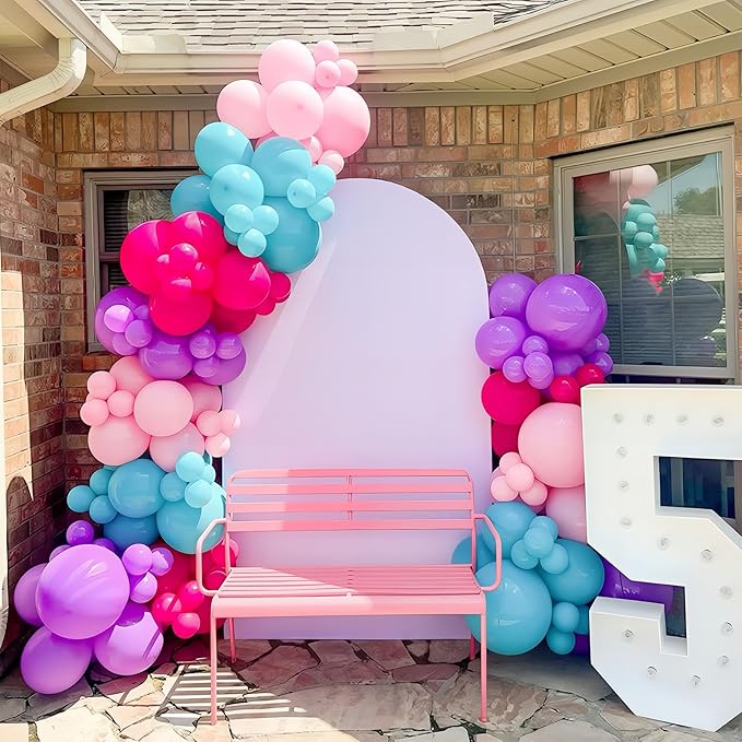 Pink Purple Blue Balloons 60 Pcs Hot Pink Light Pink Teal Purple Latex Balloon Pastel Purple Teal Pink Confetti Balloons for Kids Magic Theme Mermaid Princess Birthday Baby Shower Party Decor-Ruum Studio Home