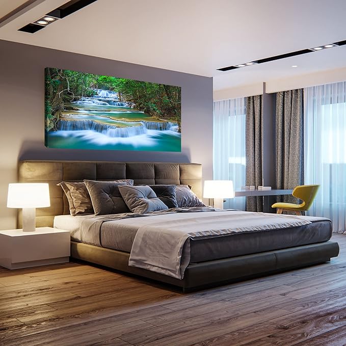 DZL Art S75275 Canvas Prints Wall Art Forest Waterfall Landscape Forest Scenery Painting Nature Wilderness Photography for Living Room Bedroom Bathroom Home Office Decor-Ruum Studio Home