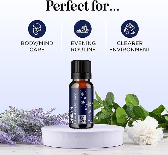 Sleep Essential Oil Blend for Diffuser - Dream Essential Oils for Diffusers Aromatherapy and Relaxation with Clary Sage Ylang-Ylang Roman Chamomile and Lavender for Sleep Time Support (10mL)-Ruum Studio Home