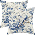 CXMEIFLY Spring Floral Pillow Covers 18 x 18 Inch Set of 2 for Chinoiserie Flowers Bird Decor Throw Pillows Vintage Blue and White Plant Outdoor Decorative Cushion Cases for Couch Bed Decorations-Ruum Studio Home
