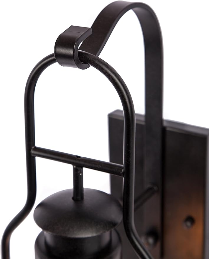 Muskoka Lifestyle Products Rustic Wall Light Lantern with Retro Industrial loft Lantern Look in Rubbed Bronze Powder Coat Finish with Wine Bottle Pioneer jug Glass-Ruum Studio Home
