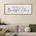 comurdyo Welcome To Our Beautiful Chaos Wall Decor Art 40"X15" for Home Entryway Sign Large Wood Framed Wall Hanging (Wood)-Ruum Studio Home