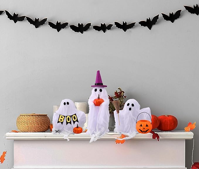 Halloween Decorations - Set of 3 Cute Spooky Ghosts Crafts - Ghost Decorations Indoor Halloween Decor for Party Table Home Room Kitchen Office-Ruum Studio Home