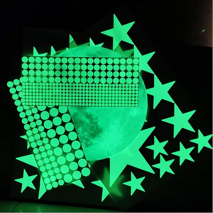 Luminous Wall Decals Ceiling Stickers Glow in The Dark Moon and Stars Starry Sky Shining Decals Room Decoration Perfect Gifts for Kids Bedroom Bedding Room, 1 Moon + 436 Stars and Dots-Ruum Studio Home