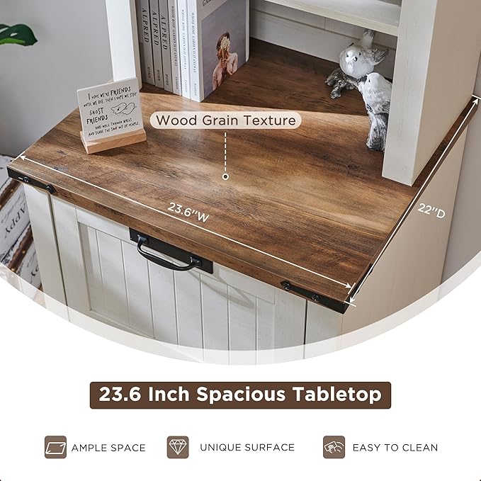 RedLemon Bookcase with 2 File Drawers, 72" Tall Farmhouse Bookshelf with Storage and Adjustable Shelves, 4 Tier Rustic Wood Bookshelf with Cabinet for Home Office, Living Room (Antique White)-Ruum Studio Home