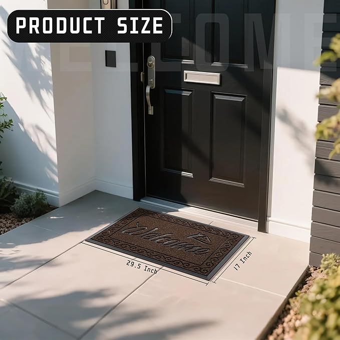 Yimobra Fall Door Mat Outdoor Indoor, Heavy Duty Windproof Welcome Mats for Front Door, Stuady Waterproof Doormat for Patio Porch Outside Entrance, Low Profile, 29.5x17, Coffee-Ruum Studio Home