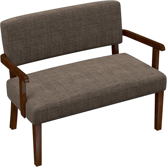 Accent Chair 2 Seat, Arm Chairs with Soft Seat and Armrests for Living Room, Love seat for Dining, Reading, and Waiting Rooms (Brown)-Ruum Studio Home