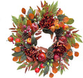 22 Inch Fall Chrysanthemum Wreath Harvest Floral Wreath with Apples Pinecones Berries and Eucalyptus Maple Leaves for Fall Thanksgiving Halloween Mantel Table Outdoor Front Door Wall Window-Ruum Studio Home